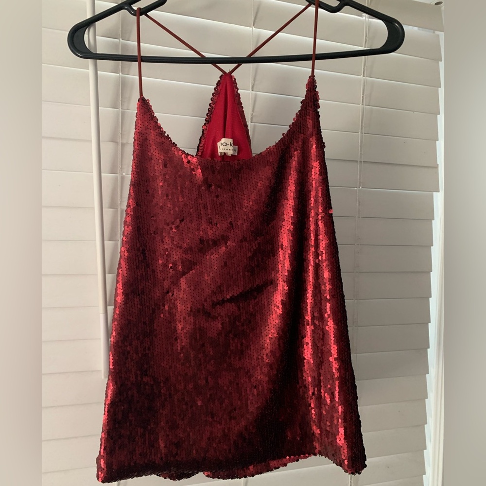Red Sequin Racer Back Top